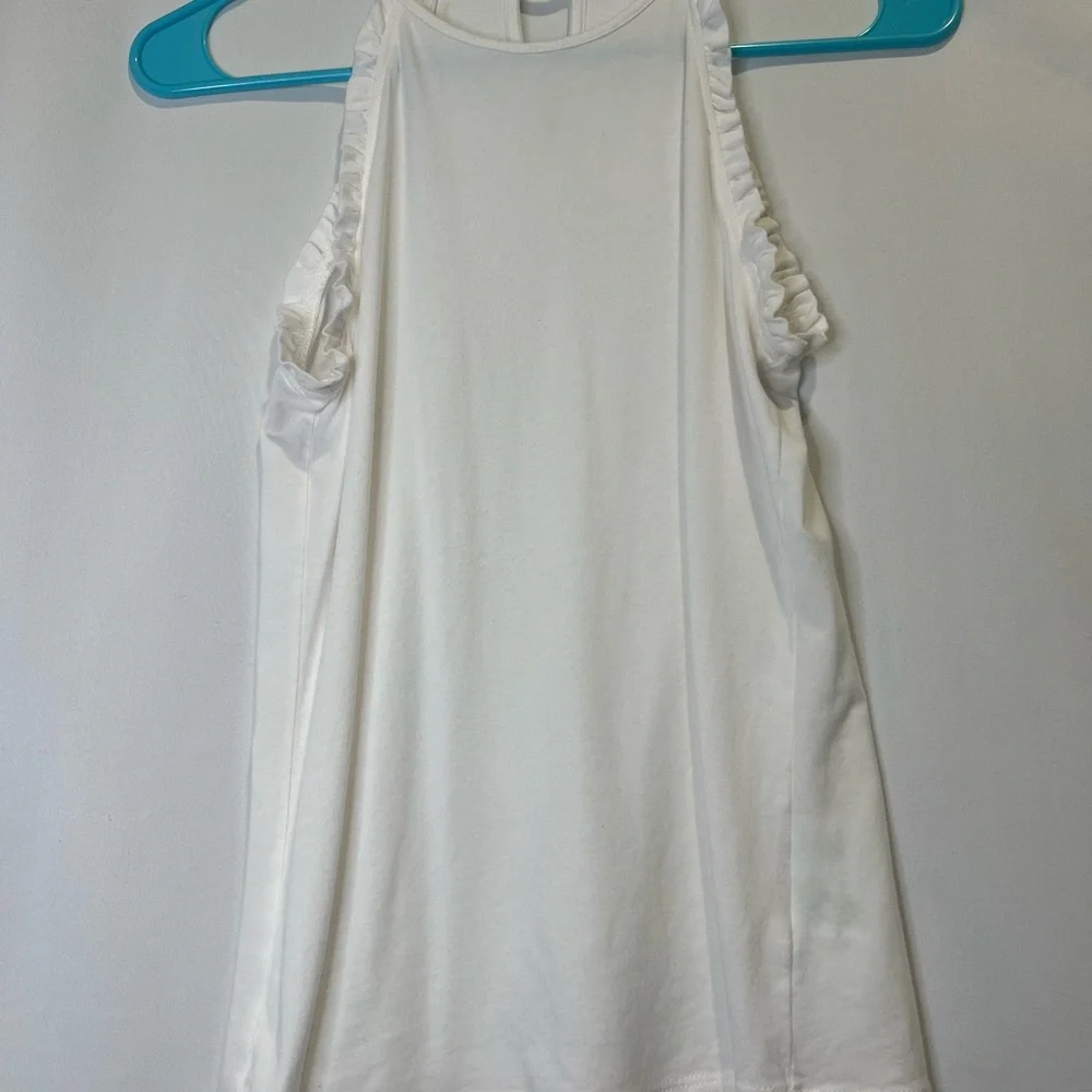 Lilly Pulitzer Resort Collection Ruffled Alek White Sleeveless Tank Top - Picture 1 of 3